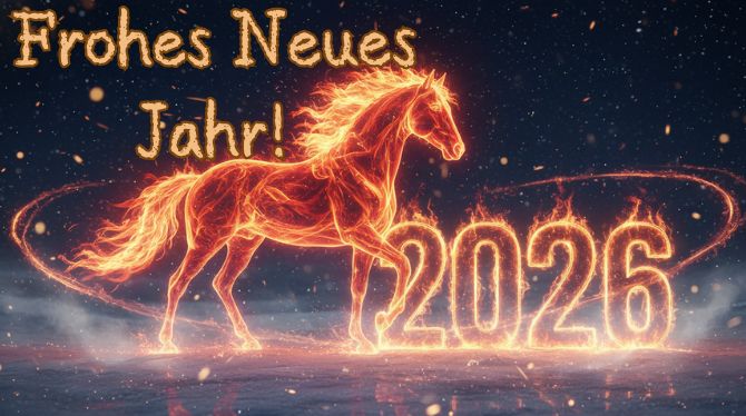 Symbol des Jahres 2026: Neujahrsbilder und Grußkarten mit einem Pferd 1