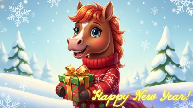 Symbol of the Year 2026: New Year Images and Cards with a Horse 13