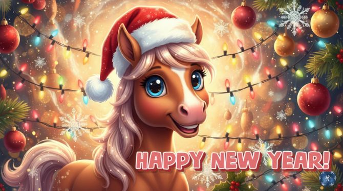 Symbol of the Year 2026: New Year Images and Cards with a Horse 14