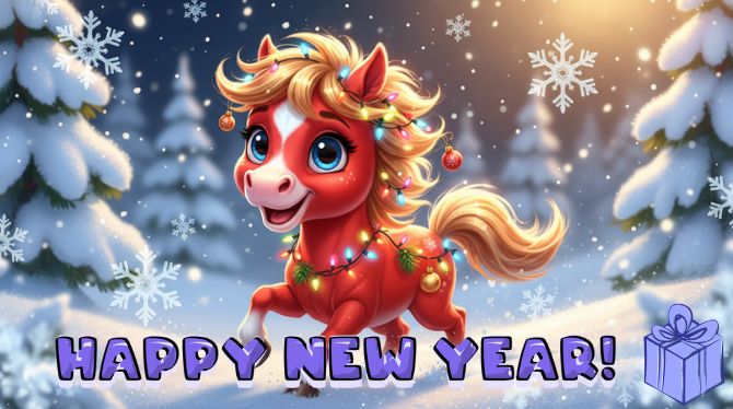 Symbol of the Year 2026: New Year Images and Cards with a Horse 17