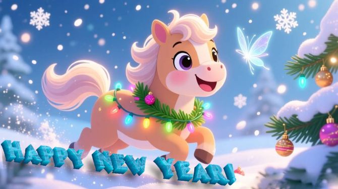 Symbol of the Year 2026: New Year Images and Cards with a Horse 19