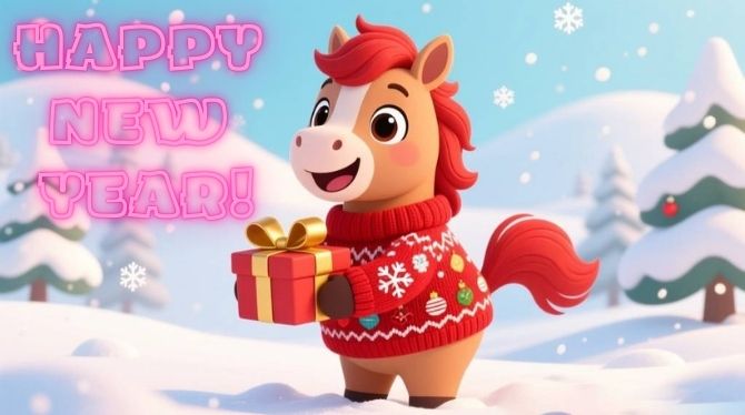 Symbol of the Year 2026: New Year Images and Cards with a Horse 20