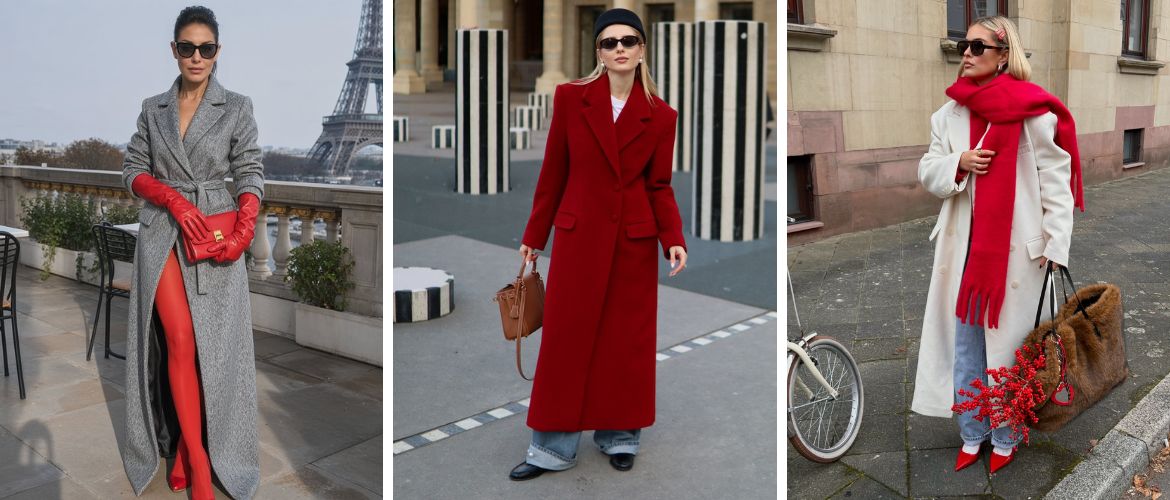 Как носить красный цвет зимой: модные идеи и сочетания