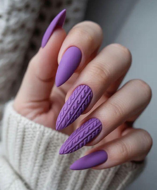 Sweater nails: идеи вязаного маникюра 2026 37