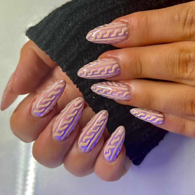 Sweater nails: идеи вязаного маникюра 2026 39