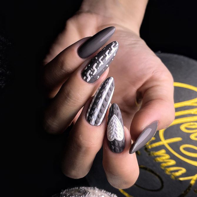 Sweater nails: идеи вязаного маникюра 2026 29
