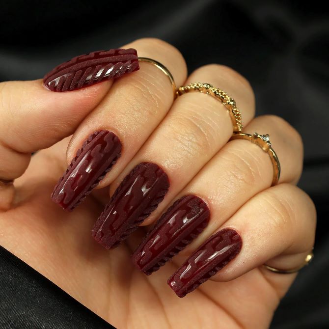 Sweater nails: идеи вязаного маникюра 2026 30
