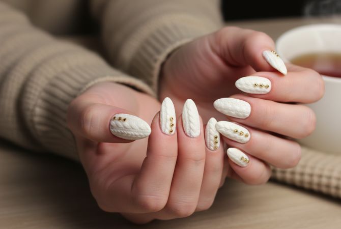 Sweater nails: идеи вязаного маникюра 2026 1