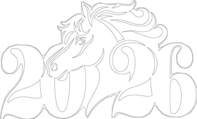 Вытынанки на год Лошади 2026: шаблоны для украшения окон 9