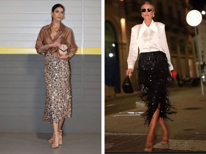 Как сочетать юбку с пайетками на Новый год: стильные идеи образов 5