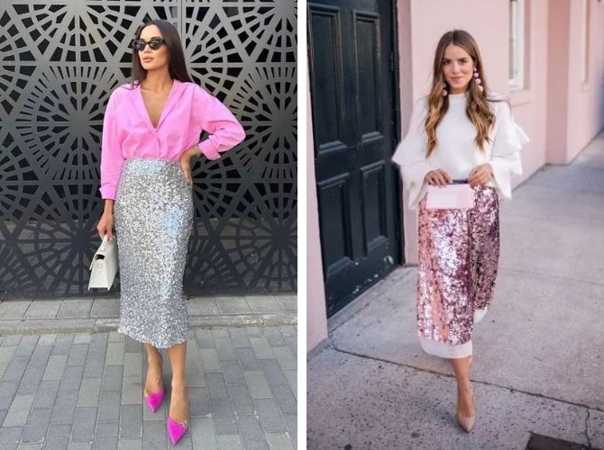 Как сочетать юбку с пайетками на Новый год: стильные идеи образов 6