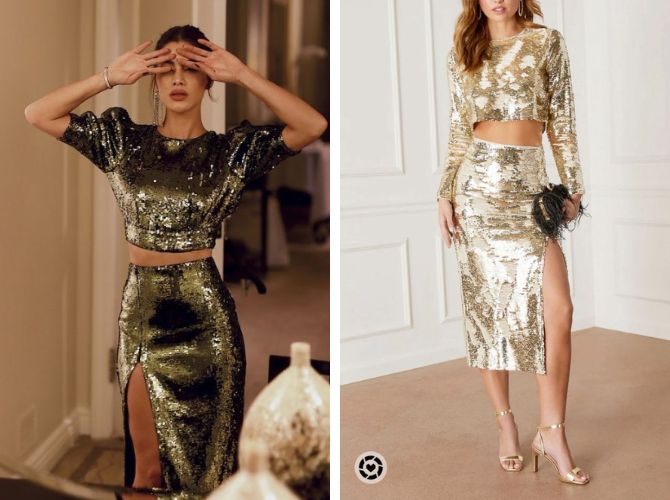 Как сочетать юбку с пайетками на Новый год: стильные идеи образов 7