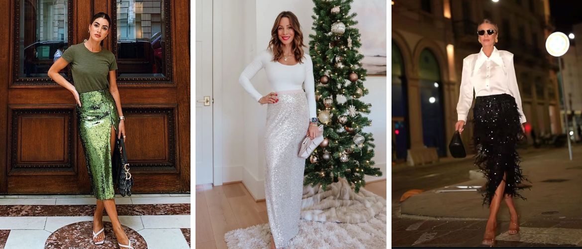 Как сочетать юбку с пайетками на Новый год: стильные идеи образов