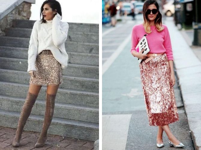 Как сочетать юбку с пайетками на Новый год: стильные идеи образов 1