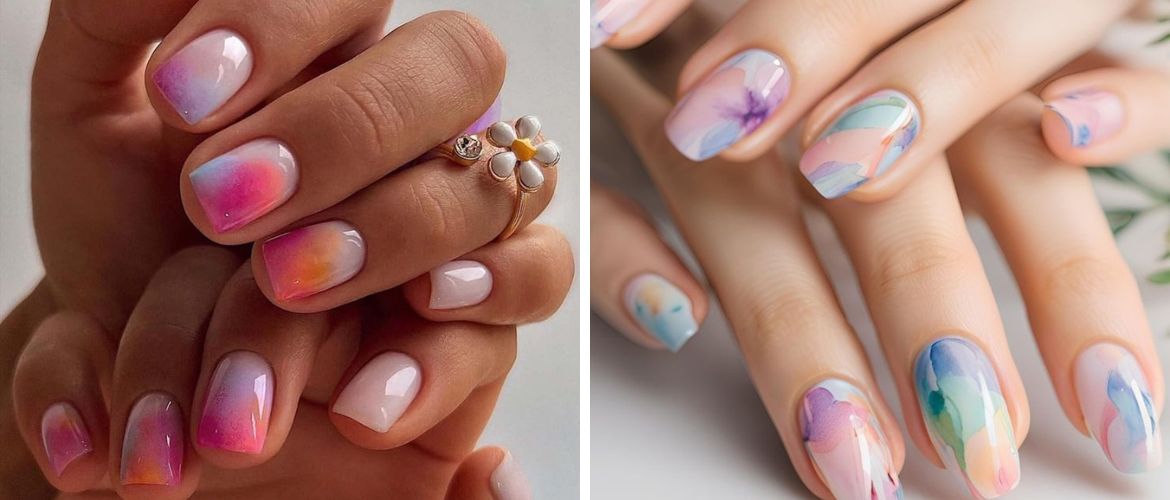 Акварельный маникюр: главный тренд 2026 года