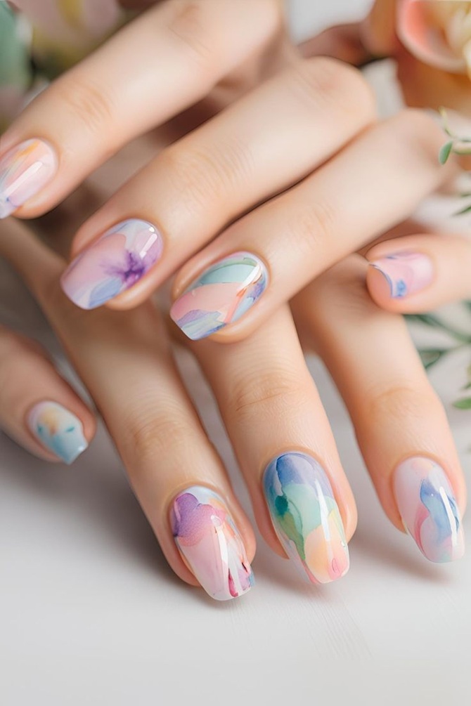 Акварельный маникюр: главный тренд 2026 года 15