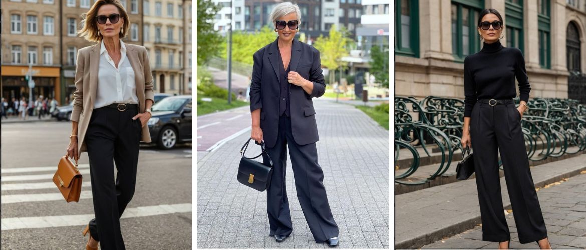 6 элегантных черных образов для женщин 50+