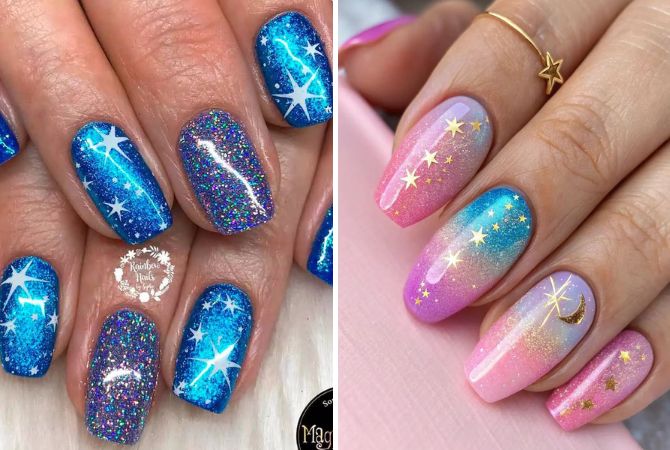 Маниюр галактика – космический дизайн ногтей с фото 9