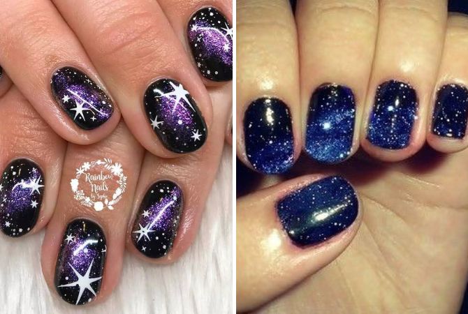 Маниюр галактика – космический дизайн ногтей с фото 12