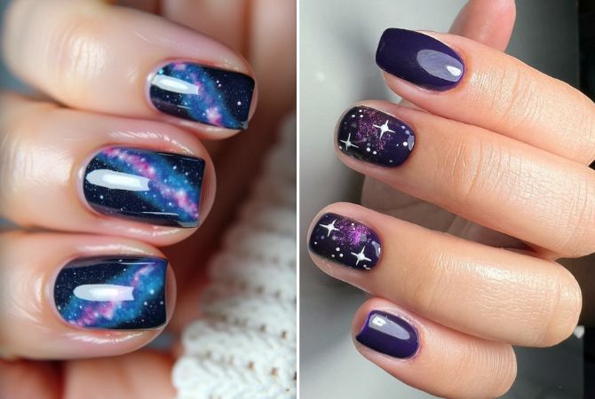 Маниюр галактика – космический дизайн ногтей с фото 11