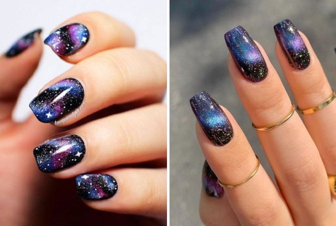 Маниюр галактика – космический дизайн ногтей с фото 2