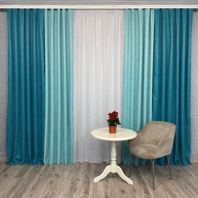 Шторы микровелюр Дуэт №450 бирюзово-мятный